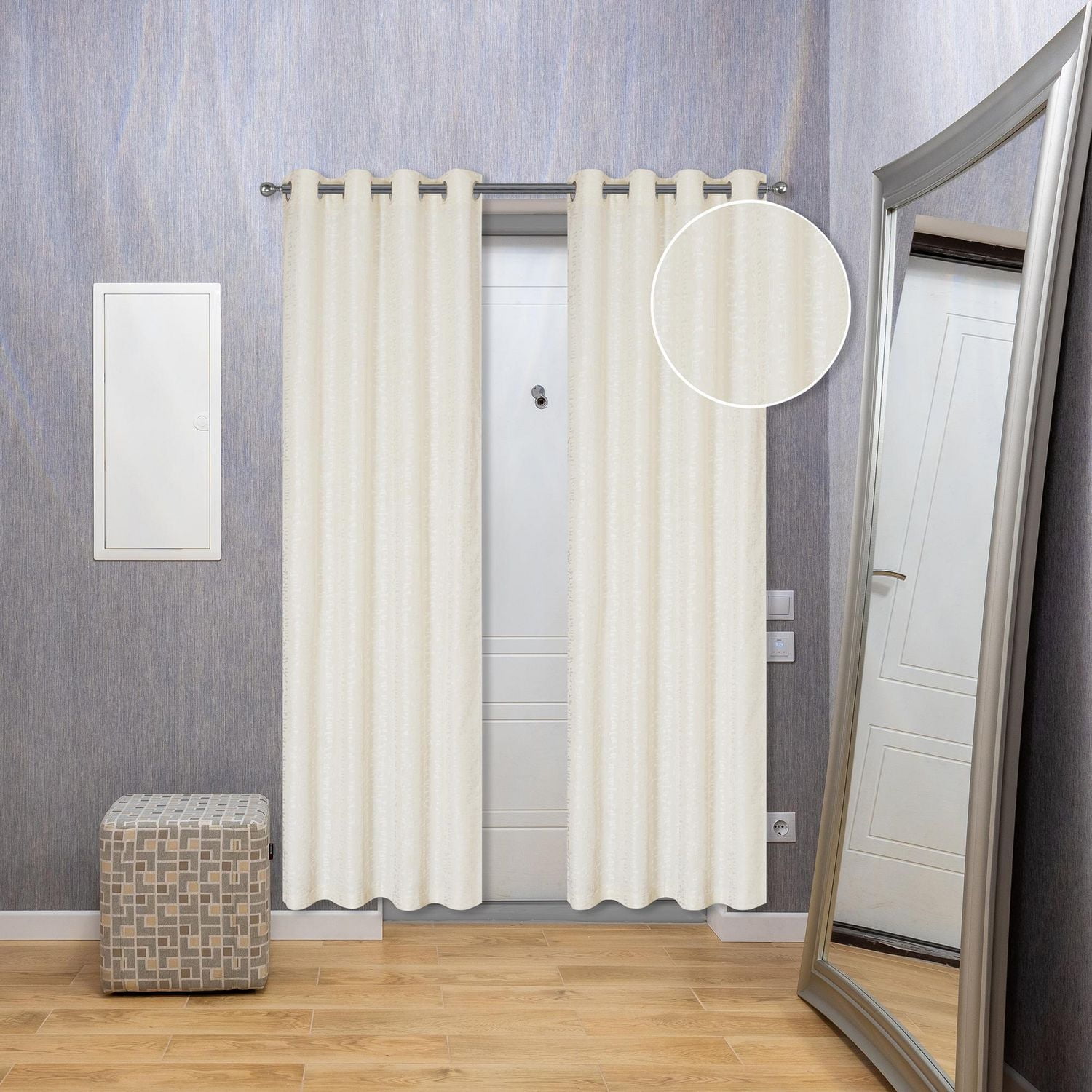 IH Casa Decor Jacquard Panel W 8 Grom Bowties Ivory 84" - Set of 2