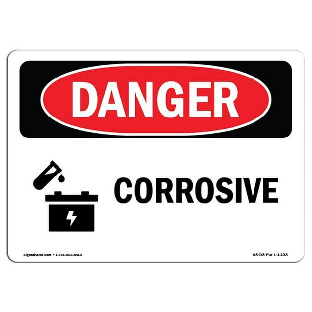 SignMission OS-DS-A-1218-L-1103 12 x 18 in. OSHA Danger Sign - Corrosive