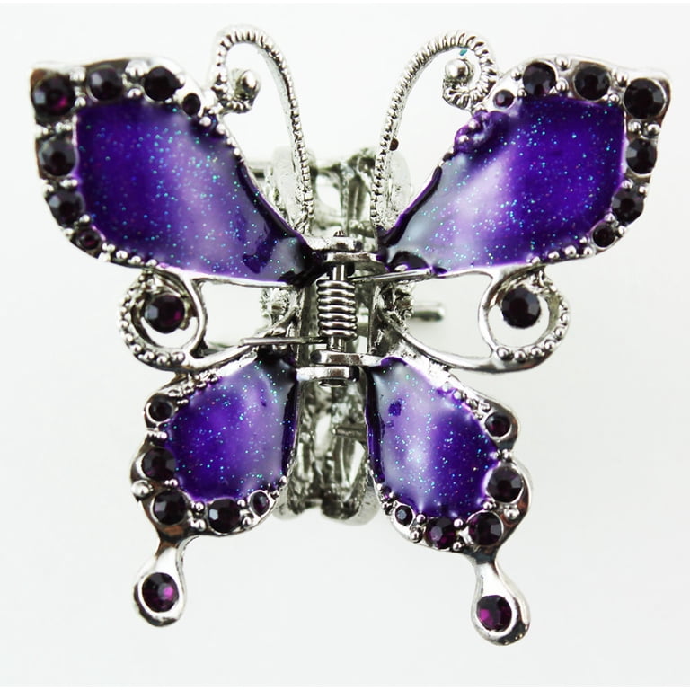 Butterfly Hair Clip - Silver Tone Butterfly Hair Accessory  display picture 3