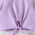 thumbnail image 4 of Little Girls Shorts Set Size 5/6 Tie Knot Tank Tops Striped Shorts Sleeveless Kids 2 Piece Set Summer Outfits Purple, 7 Y, 4 of 6