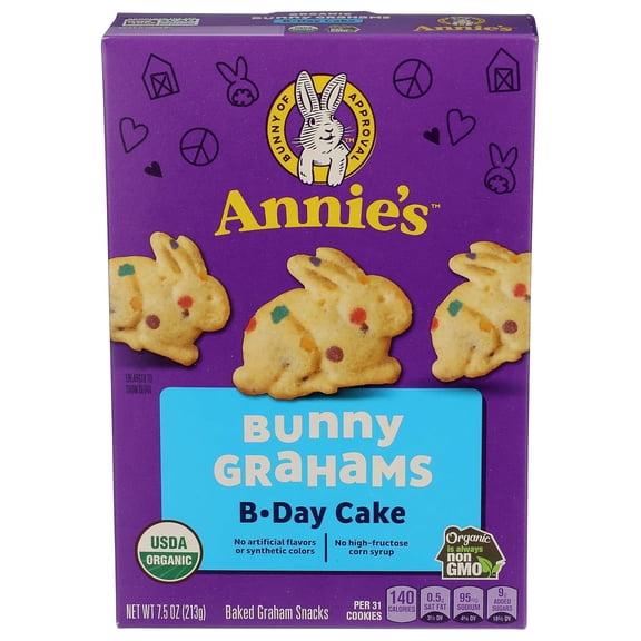Annie's Organic Birthday Cake Bunny Graham Kids Snacks, 7.5 oz ( pack of 2 )