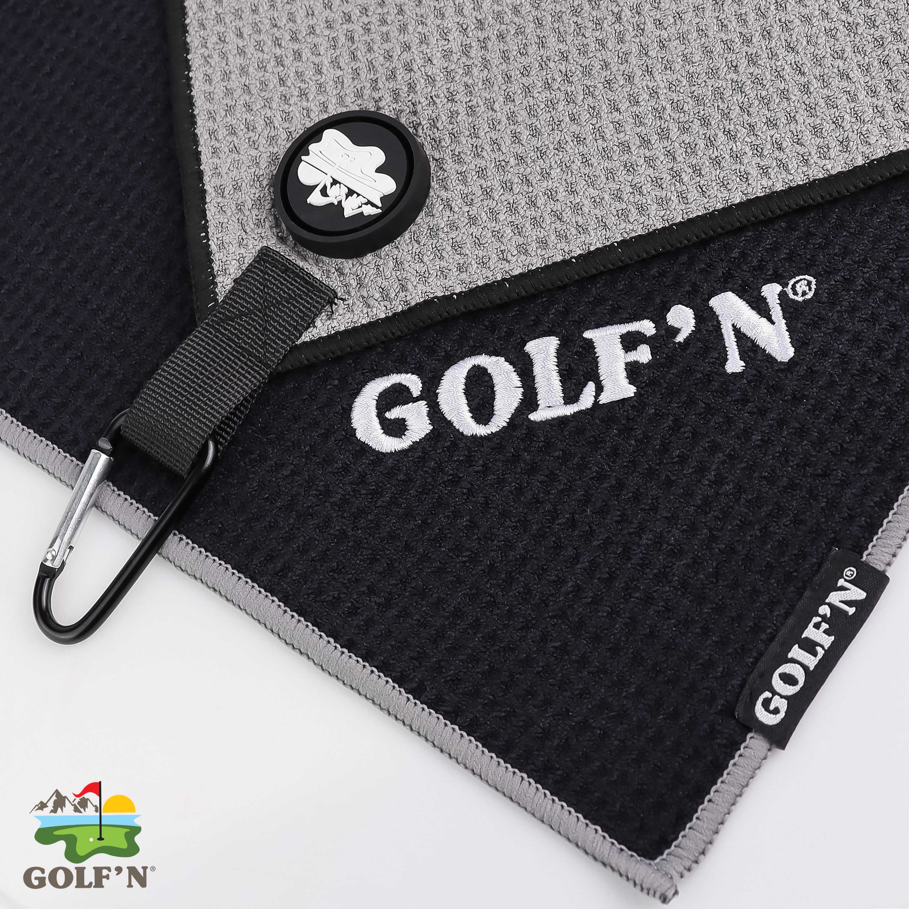 Golf'N Magnetic Microfiber Golf Towel Black 18