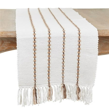

Saro Lifestyle 2092.I1672B 16 x 72 in. Striped Oblong Table Runner Ivory