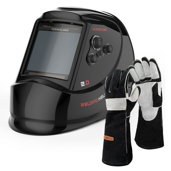 YESWELDER Welding Combo: LYG-M800H Auto Darkening Helmet   16" Kevlar Gloves(932℉)