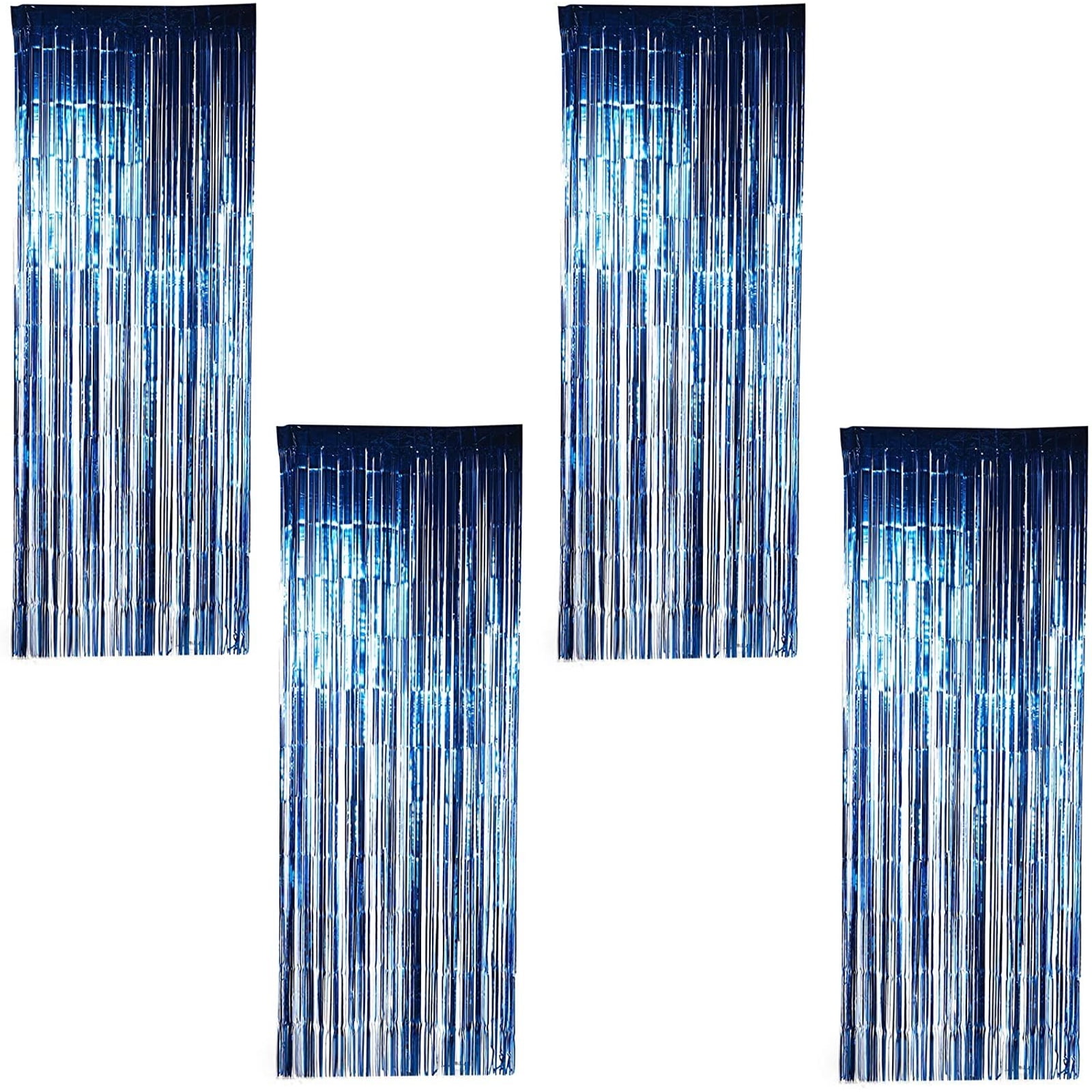 Treasures Gifted Pack of 2 Royal Blue Sparkling Foil Door 3 x 8 Feet Curtains Party Fringe Metallic Decorations Tinsel Window Supply for Under The Ocean Sea Themed Event 