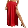 thumbnail image 1 of Womens Plus Size High Waist Waisted Double Split Long Maxi Skirts Beach Party Skirts, 1 of 6