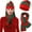 Wine, variant on Christmas Knitted Hat Scarf 3-Piece Set Bell Decoration Set Head Hat Red Black