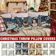 thumbnail image 4 of Set of 4 Winter Throw Pillow Covers,White Christmas Theme Decorative Cushion Cases,Luxury Christmas Themed Cushion Covers,Holiday Farmhouse for Sofa Bed Couch Home Living Room 18x18 Inch, 4 of 9