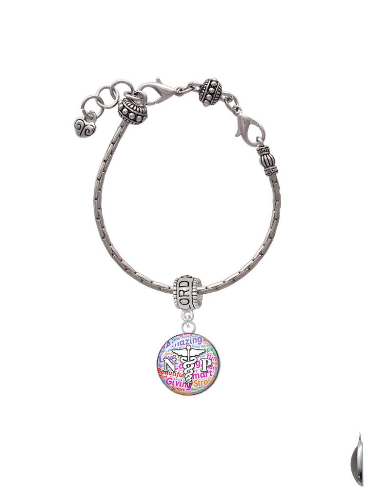 Delight Jewelry Silvertone Domed Multi Color NP Lord Guide Me Charm Bead