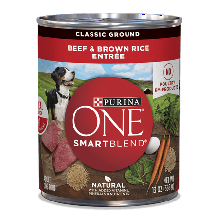 - Purina ONE Natural Pate Wet Dog Food; SmartBlend Beef & Brown Rice Entrée - 13 oz. Can