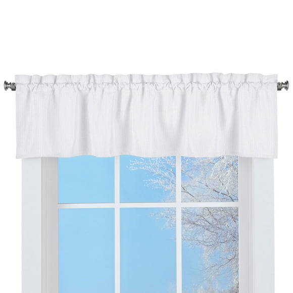Lorraine Home Polyester Made 54 Inches x 12 Inches Fashions Ribcord Valance, Give Your Kitchen a Stylish Glow, White