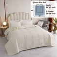 thumbnail image 4 of Quilted Floral Quilt Set Lightweight for Queen Beds – Includes Quilt and Shams (Rose, Off White), 4 of 6