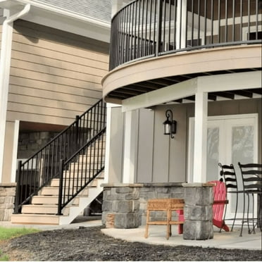 Westbury Tuscany 8 ft. x 36 in. Textured Black Aluminum Rail Kit Stair, Black