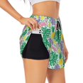 thumbnail image 3 of Running Shorts for Women, Leaves Bird Pineapple Workout Athletic Shorts with Pockets, Lounge Yoga Shorts Women, 3 of 7