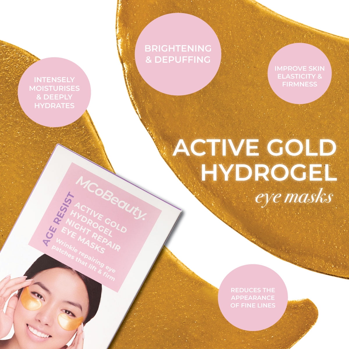 MCOBEAUTY Age Resist Active Gold Hydrogel Night Repair Eye Masks - 5 Pairs