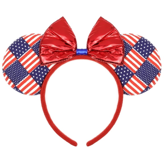 Red, White and Blue Mouse Ear Headband, Patriotic Hair Accessory, One Size Fits Most