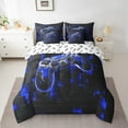 thumbnail image 2 of 7Pcs Kids Bedding Set Twin Size Gamer Console Comforter Set Bed-in-a-Bag Black and Blue Cool Gamepad Gaming Bed Comforter-1 Comforter,1 Flat Sheet,1 Fitted Sheet,2 Pillowcases,2 Throw Pillow Covers, 2 of 6