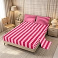 thumbnail image 2 of Meiyoeat Bold Vertical Stripe Queen Sheets 4 Pieces for Girls, Contemporary Pinstripe Queen Sheet Sets, Hot Pink,1 Fitted Sheet, 1 Flat Sheet and 2 Pillowcases, 2 of 6