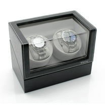 Elite Double Watch Winder - Black Leather