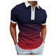 thumbnail image 1 of Camisas Manga Larga Hombre Camisa informal de manga corta con cuello de cremallera y estampado de rayas para hombre (Red, L), 1 of 5