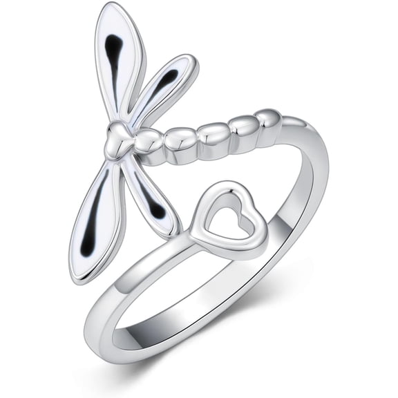 Dorunmo Dragonfly Toe Ring for Women 925 Sterling Silver Black Dragonfly Open Rings Adjustable Toe Ring for Women Christmas Jewelry Gift