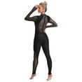 thumbnail image 4 of Aislor Women's Rhinestone Unitard One Piece Dance Bodysuit Gymnastics Leotard Figure Ice Skating Jumpsuit Black L, 4 of 7
