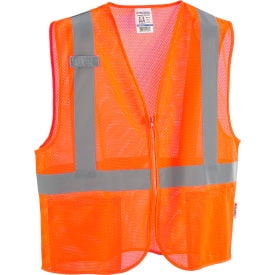 Global Industrial Class 2 Hi-Vis Safety Vest 2 Pockets Mesh Orange 4XL/5XL