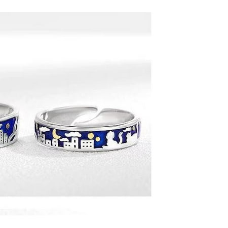 Couple Rings Men Womens Animal Sign Design Copper Plated Jewelry Gift Durable Anniversary Ring Set For Couples