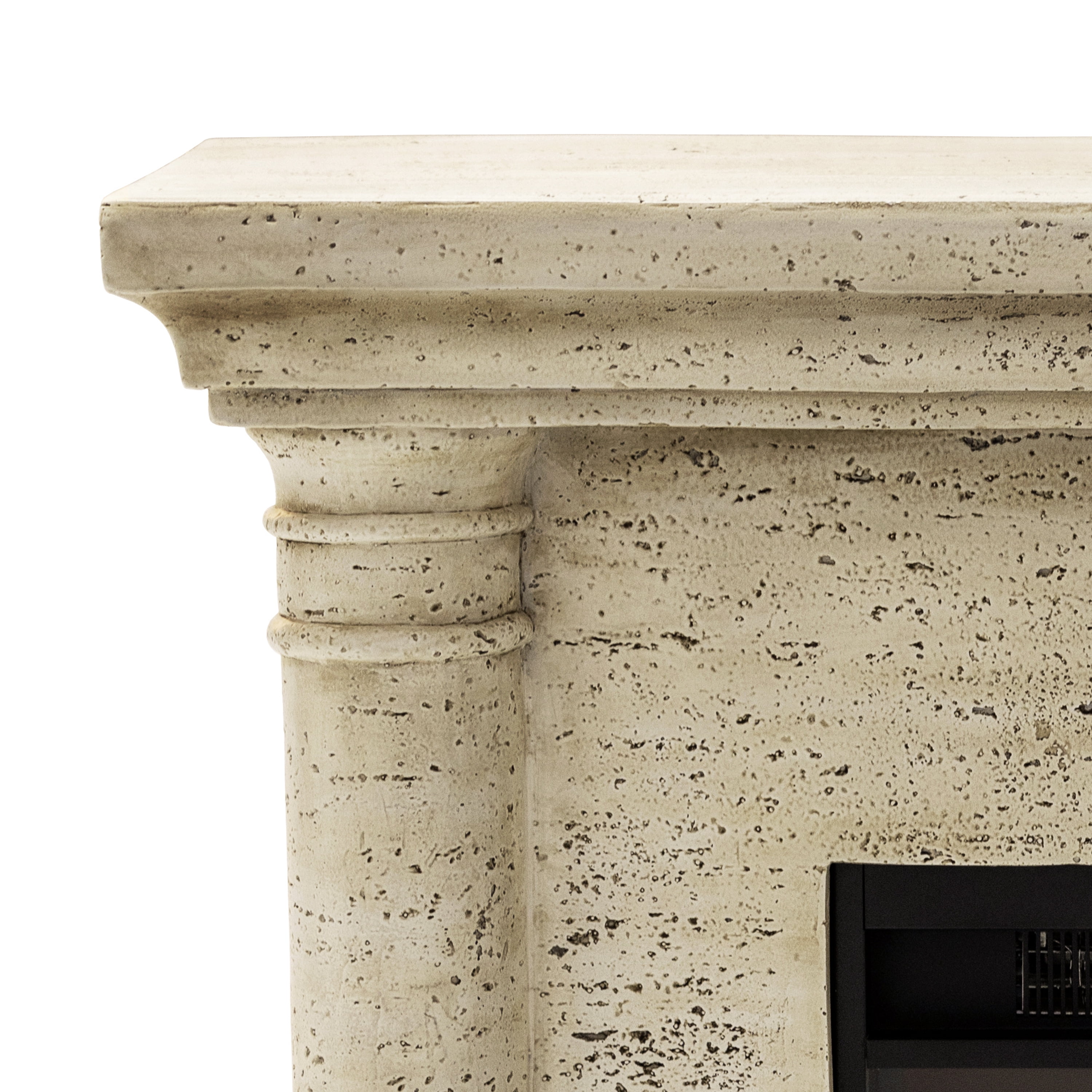 Eco-Friendly MGO Fireplace with 23" Firebox, Adjustable Temperature, Sleek Design, No Installation Required，Sahara Oak Travertine