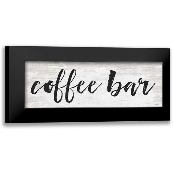 Lettered And Lined 14x7 Black Modern Framed Museum Art Print Titled - Coffee Bar