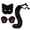 A001- Black, variant on 3 Pack, Plush Fox Cat Halloween Set, Animal Mask, Fluffy Tail and Padded Gloves, Outfit for Masquerade Party, Yellow Brown Furry Design