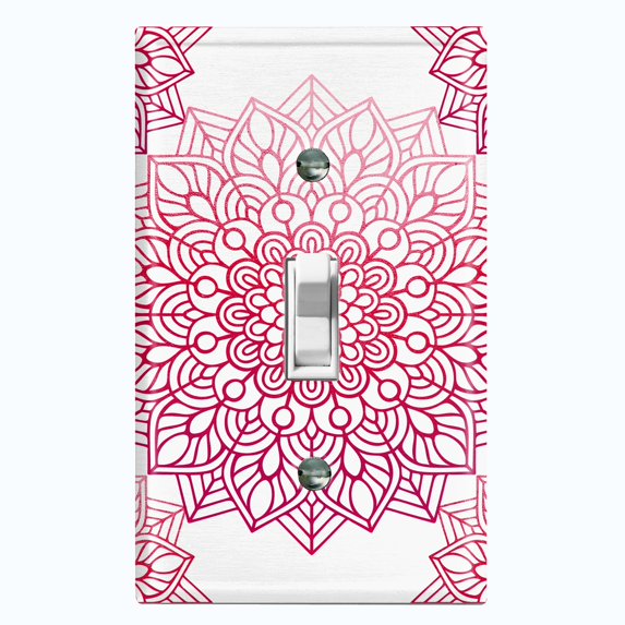 Metal Light Switch Plate Cover Mandala Violet Flower Tile Pattern MDL099