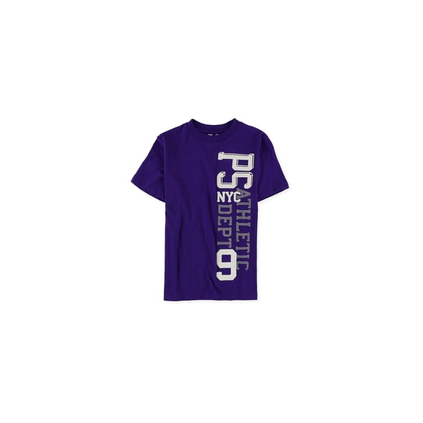 Aeropostale Boys Vertical Puff Graphic T-Shirt, Púrpura, 4