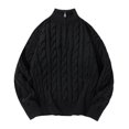 thumbnail image 1 of Kalauyu Men's Round Neck Knitted Cardigan Unisex Solid Color Warm And Loose Sweater Jacket, 1 of 8