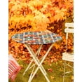 thumbnail image 5 of Round Fitted Tablecloths with Elastic Edge Fall Pumpkin Maple Leaf Thanksgiving Waterproof Wipeable Table Cover for Kitchen Dining Party Decor Farm Harvest Retro Plaid Table Clothes,45" - 54", 5 of 6