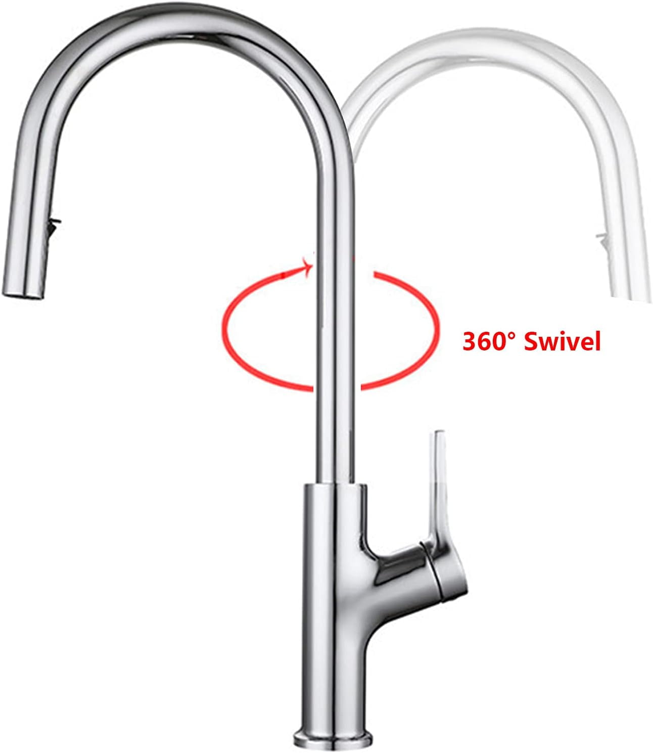 Kitchen Faucets with Pull Down Sprayer, High Arc 360° Swivel Kitchen Sink Brass Chrome Single Handle Kitchen Hot and Cold Water Mixer Tap, Dual Mode Water