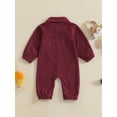 thumbnail image 4 of Suealasg Baby Boys Girls Full Length Jumpsuit Long Sleeve Lapel Neck Corduroy Romper 3 6 9 12 Months Fall Coming Home Clothes for Infant Boys Girls, 4 of 8