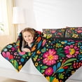 thumbnail image 3 of Homewish Boho Watercolor Floral Twin Comforter Sets,Peony Daisy Flower Bedding Set,Multicolor,Black Reversible,2-Piece,1 Comforter and 1 Pillowcase, 3 of 7