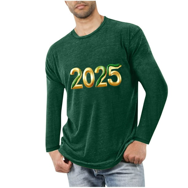 Blusas y camisas de manga larga con cuello redondo para hombre, deportivas, fitness, hogar, pijamas navideños estampados, camiseta de manga larga con cuello redondo, blusa de poliéster para hombre