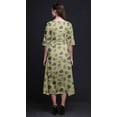 thumbnail image 2 of Bimba Robe Droite Asymétrique en Coton Beige à Feuilles Tribales pour Femmes avec Poche, Robe d'Été de Fête Mi-Longue - X-Grand, 2 of 4