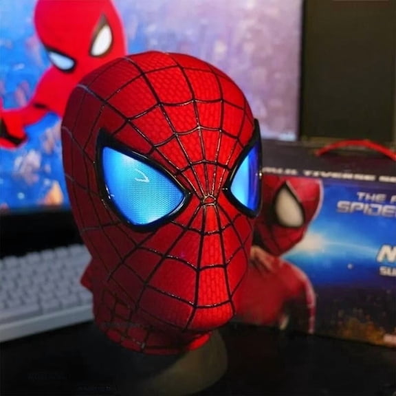Guvpev The Amazing Superhero Mask, Electric Superhero Premium Electronic Helmet, Remote Control, Moving Eyes & LED Light, Full Face Mask, Perfect for Men, Teens, Halloween & Christmas Cosplay