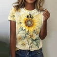 thumbnail image 2 of Staron Hauts d'Été pour Femmes en Liquidation Imprimé Floral Coupe Ample Blouses Habillées Manches Courtes T-Shirts Basiques Tunique d'Été Col Rond Chemises Décontractées Tendance, 2 of 4