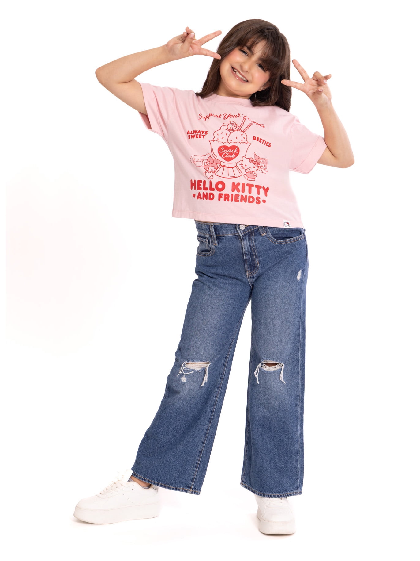 Wonder Nation x Hello Kitty Girls Graphic Tee with Short Sleeves, Sizes 4-16