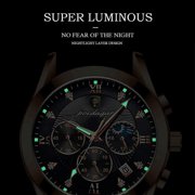 POEDAGAR Men Watches New Fashion Leather Waterproof Luminous Luxury Mens Quartz Wristwatch