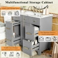 thumbnail image 5 of 36" Bathroom Vanity with Ceramic Sink, Grey, Solid Wood Frame, Soft Close Doors, Adjustable Shelves, 3 Drawers, Including Double-Depth Drawer for Hairdryer Storage(Old sku:SV000003AAL-1), 5 of 9