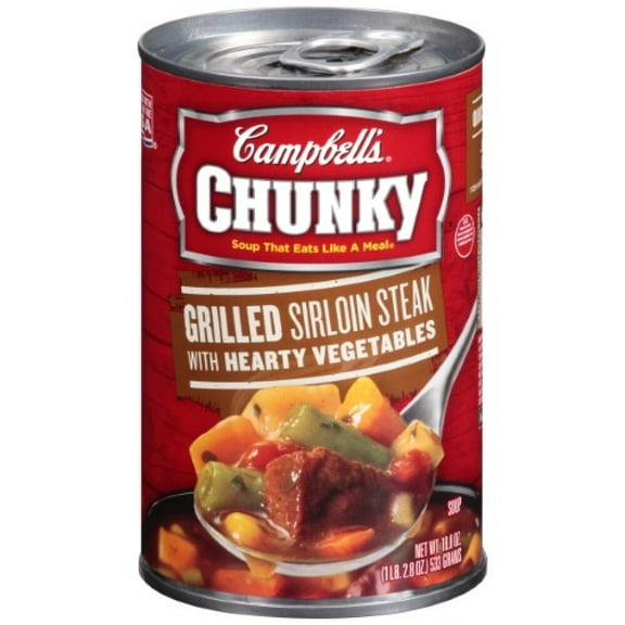 Campbell's Chunky Soup, Grilled Sirloin Steak & Hearty Vegetables Soup, 18.8 Ounce Can (Pack of 48)