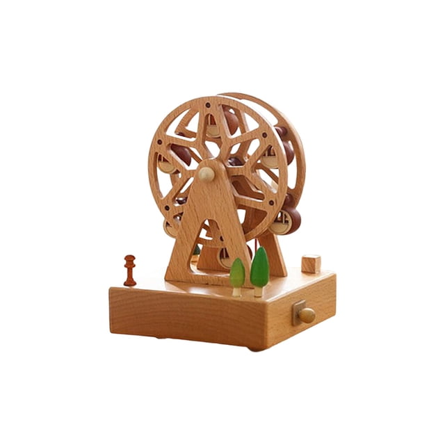 Music Boxes Wooden Rotating Carousel Portable Plant Musical Box Smooth Sturdy Elegant Switch Pure Sound Home Accessory Type 5