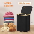 thumbnail image 2 of Lifewit 150L Double Laundry Hamper with Lid, Large Laundry Basket with Bamboo Handles and Removable Laundry Bags, Foldable Clothes Hampers for Laundry for Bedroom, Bathroom, Dorm, Laundry Room, Black, 2 of 5