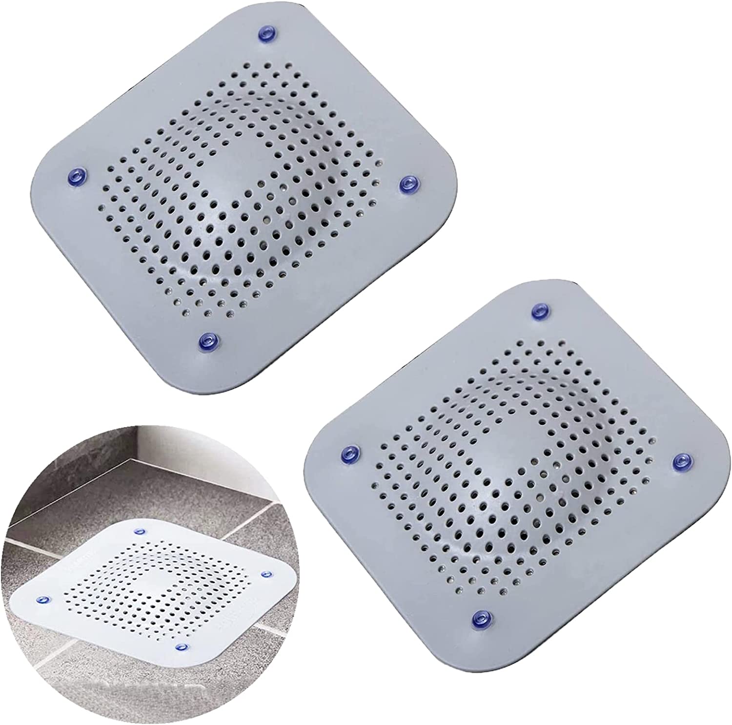 2 Pack 5.7" Shower Hair Drain Catcher Shower Hair Catcher Silicone