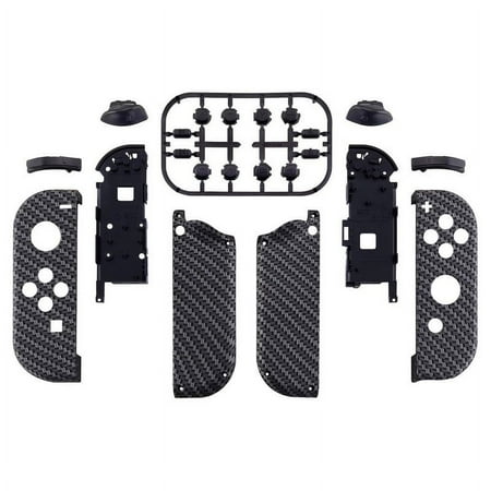 Black Silver Carbon Fiber Housing w/Full Set Buttons Replacement Shell for Nintendo Switch/OLED Joycon